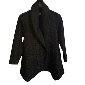 HABITAT Black Jacquard Shawl Collar Oversized Winter Coat Asymmetrical Hem Sz S